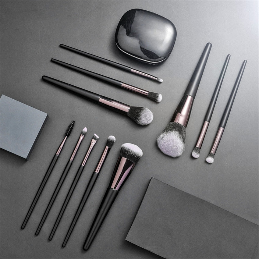 11pcs Makeup Brushes Set Hair Soft Beauty Foundation Eyeshadow Brushes Make Up Wood Cosmetic Kit Eyelashes