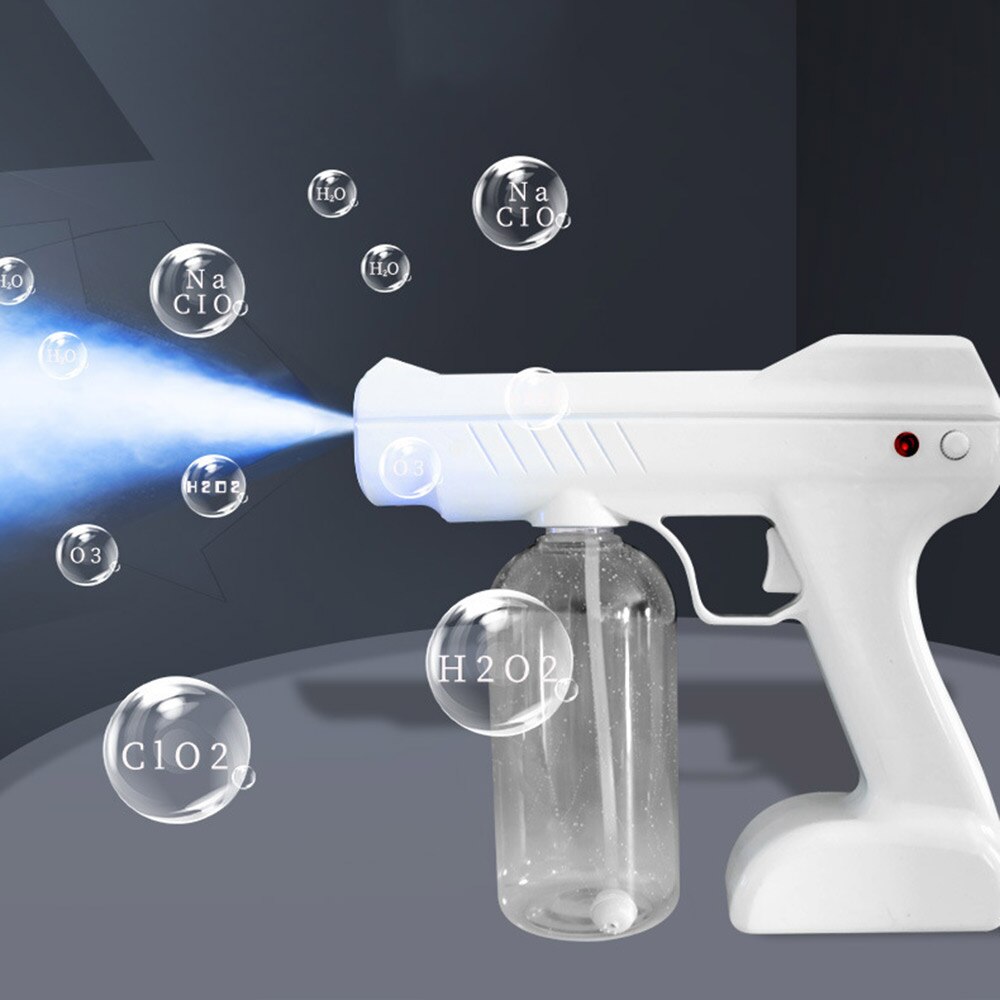 Electric Cordless Fogger 800ml Sprayer UV Atomization Disinfector Blue Light Nano Sprayer Gun For Home Office Hospital School