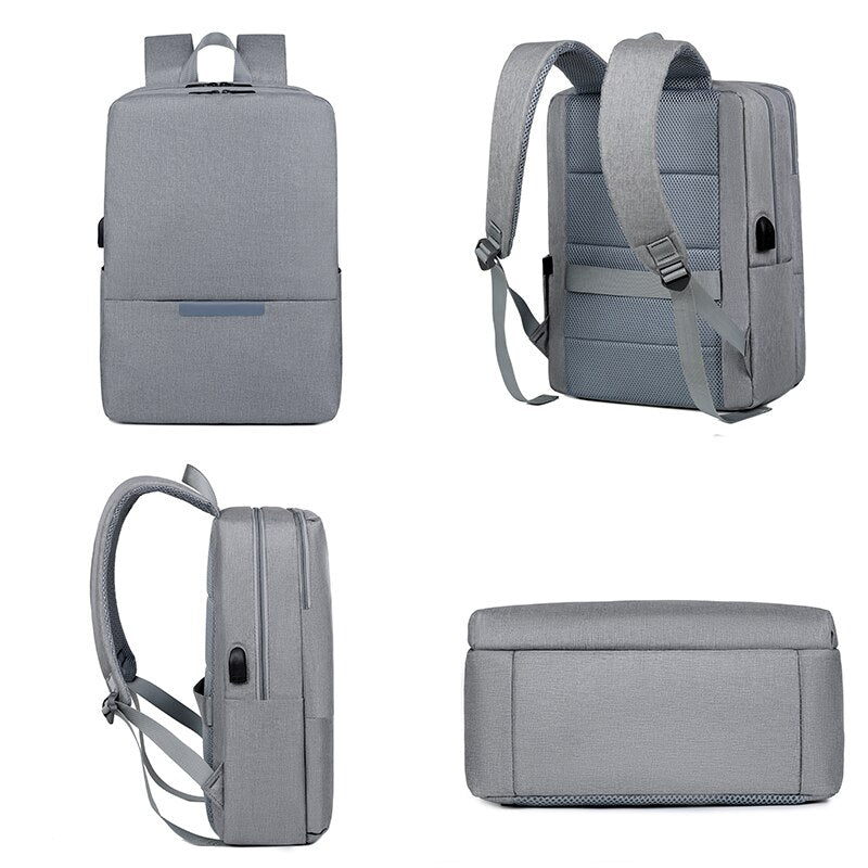 Men's Backpack With USB Charging Bag Waterproof Nylon Cloth Rucksack Male Business Travel Bagpack Reflective Strip Design 15.6