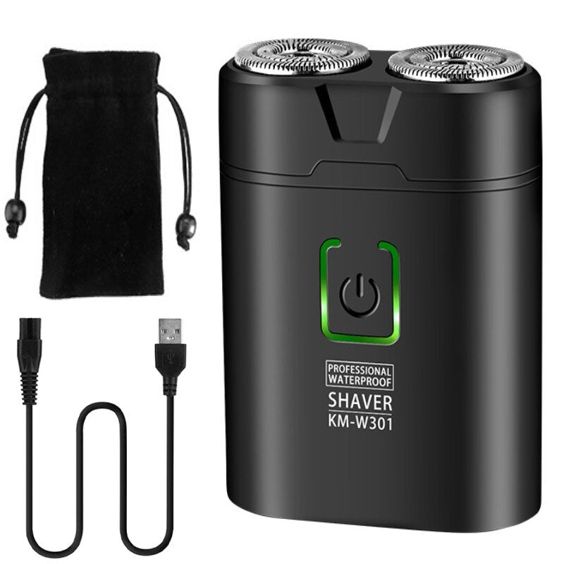 Electric Waterproof Shaver for Men USB Rechargeable Portable Rotary Double-head Shaver Mini Pocket Shaver