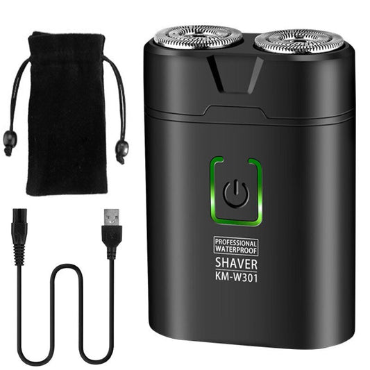 Electric Waterproof Shaver for Men USB Rechargeable Portable Rotary Double-head Shaver Mini Pocket Shaver