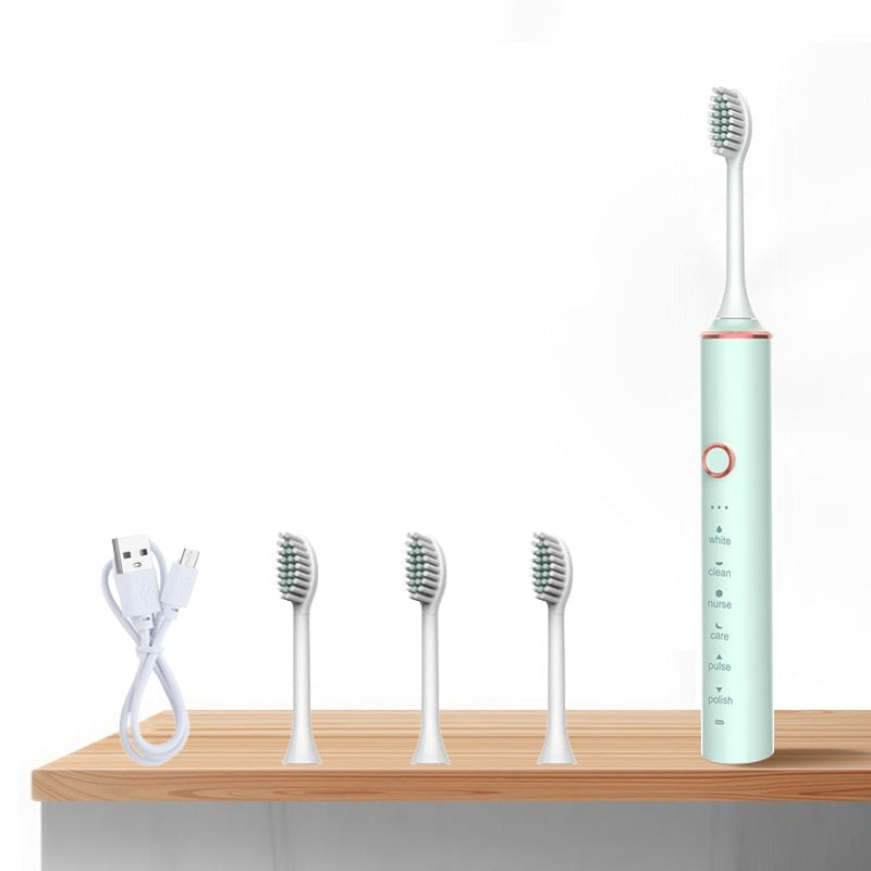 Ultrasonic Electric Toothbrush Rechargeable USB Sonic Automatic Tooth Brush Whitening Oral Hygiene 4 Replacement Head