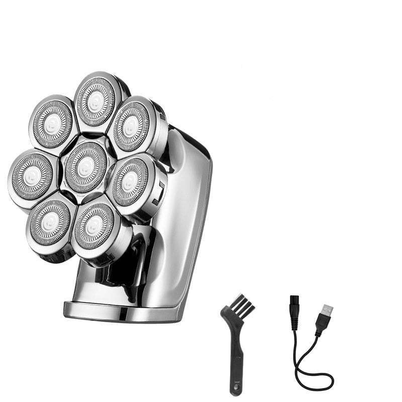8 Head Wet Dry Electric Shaver for Men Washable Beard Electric Razor Head Bald Shaving Machine Rechargeable