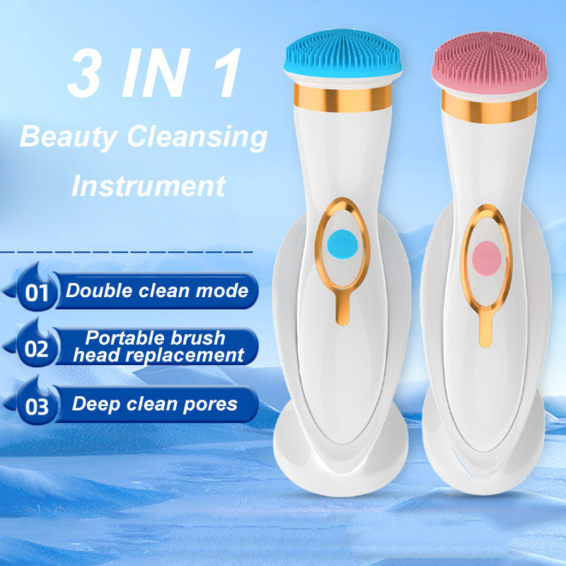 3 IN 1 Facial Cleansing Brush New Electric Cleanser Face Spin Brush Facial  for Skin Deep Clean Electric Wash Brush Instrument