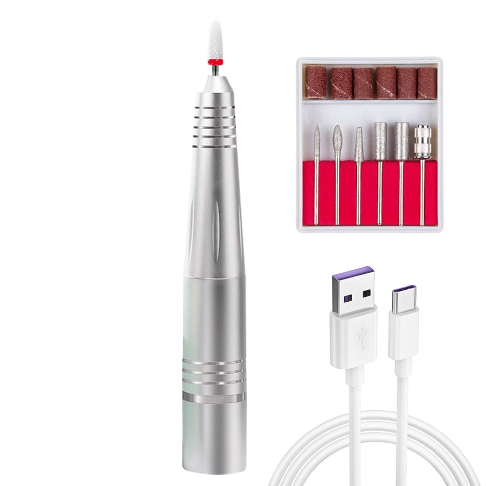 Rechargeable Electric Nail File Cordless Nail Drill Machine File Kit for Acrylic Gel Nails Manicure Pedicure Tool For Home Salon