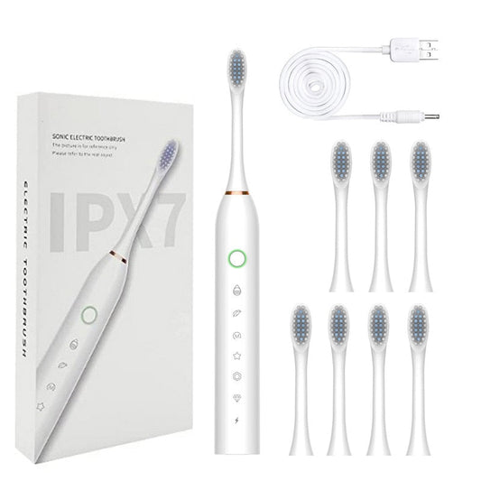 New Electric Sonic Toothbrush Rechargeable for Adults 6 Modes Electronic Tooth Brushes Smart Timer with Replacement Heads Waterproof