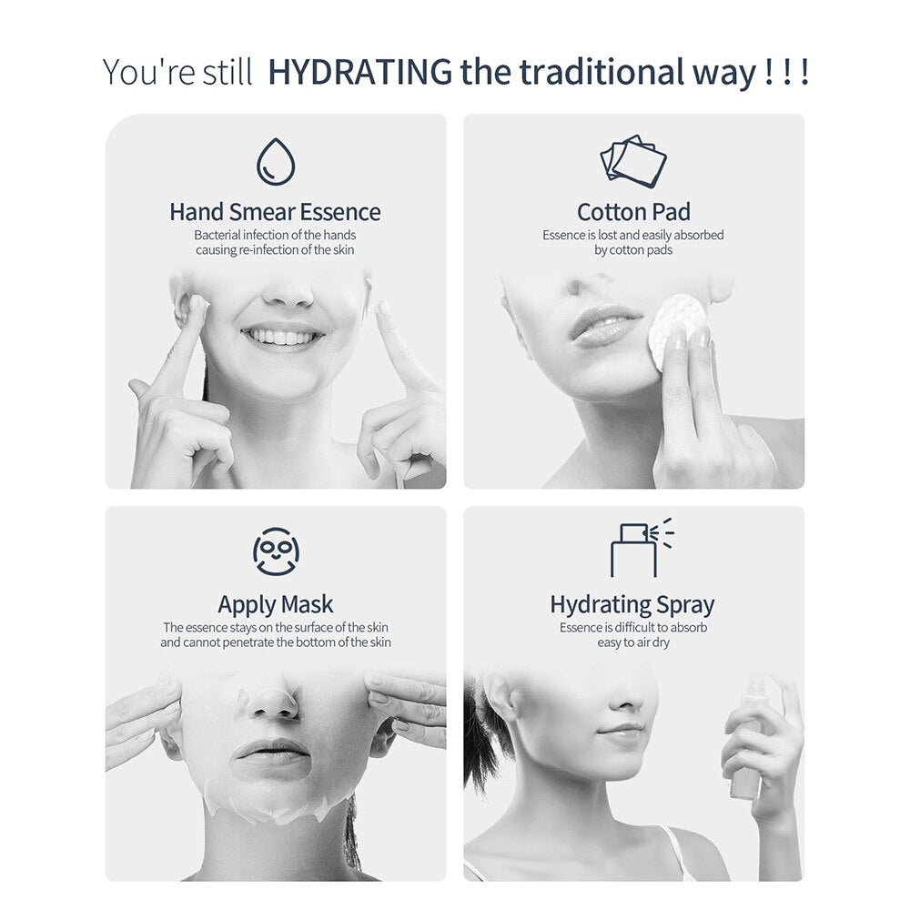 Portable Oxygen Injection Instrument Red Blue Light Face Steamer Humidifier Beauty Skin Care Tools High Pressure Water Sprayer