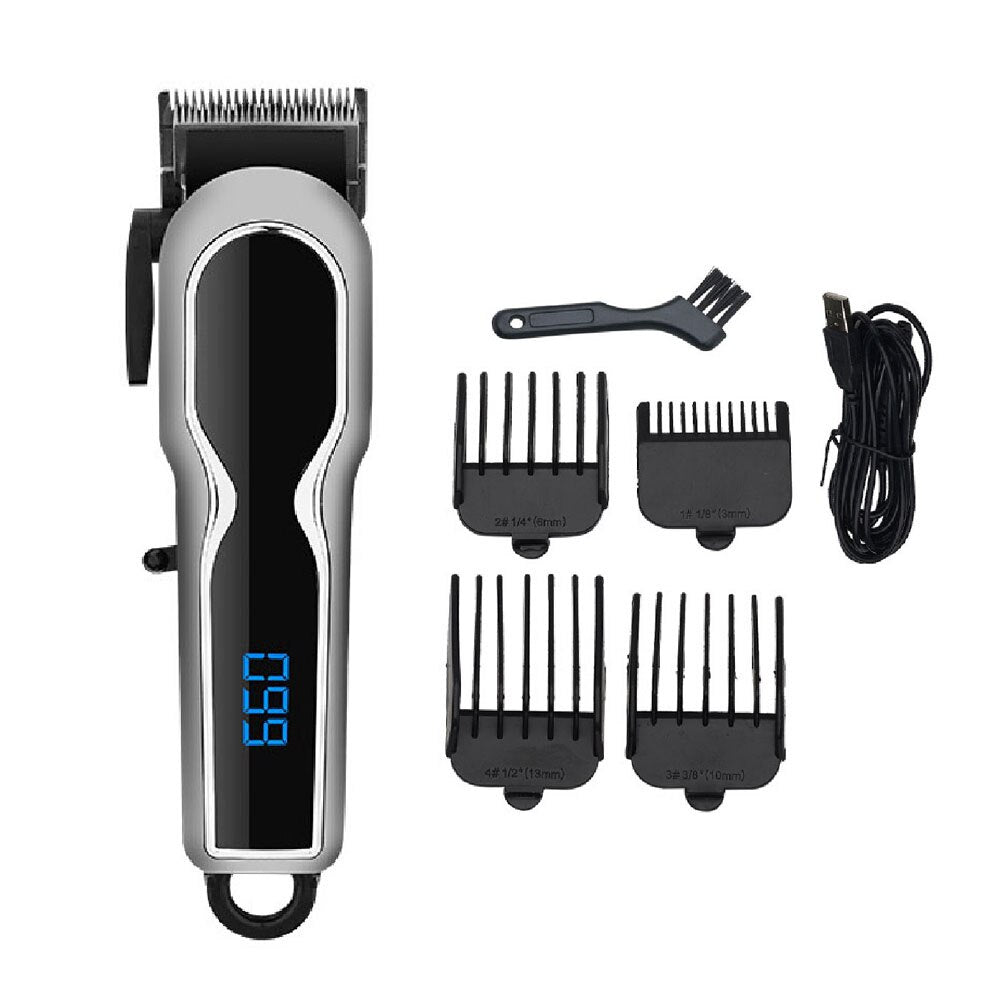 Professional Hair Clipper for Men's Electric Hair Trimmer USB Charge LCD Display Battery Power Adjustable Hair Cutting Machine