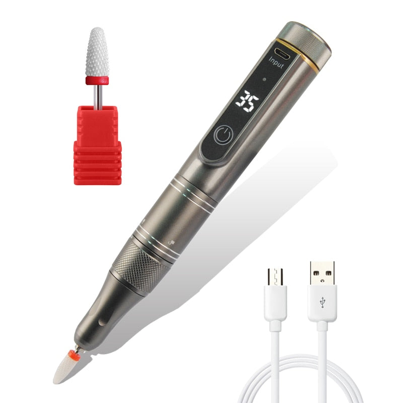 35000RPM Rechargeable Nail Drill Machine Cordless Manicure Drill Nail Cuticle E-File Nail Professional Nail Drill Machine