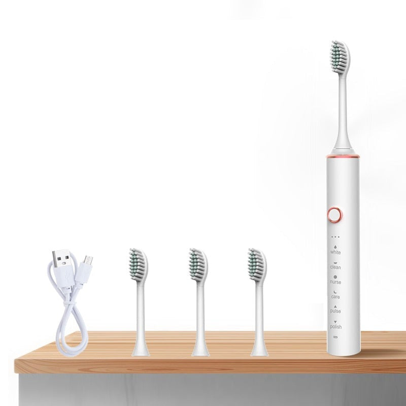 Ultrasonic Electric Toothbrush Rechargeable USB Sonic Automatic Tooth Brush Whitening Oral Hygiene 4 Replacement Head