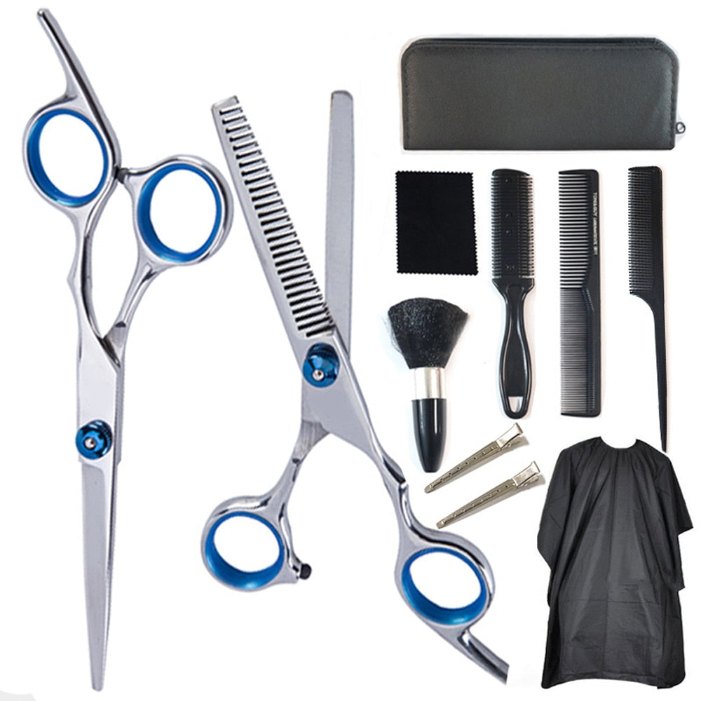 11Pcs Hairdressing Scissors Set Professional Flat Scissors Thinning Scissors Hair Salon Home Hair Cutting Tools