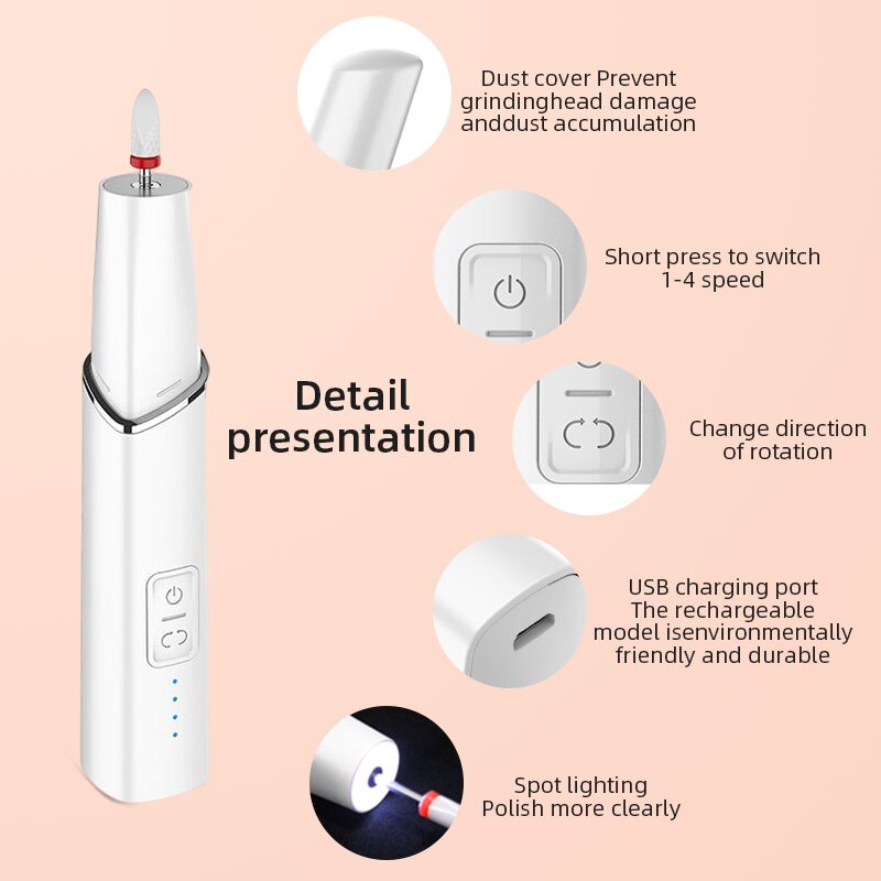 15000RPM Electric Nail Drill Mill For Manicure With 4 Kinds Of Speed Regulation Art Pen Manicure Tools For Gel Removing