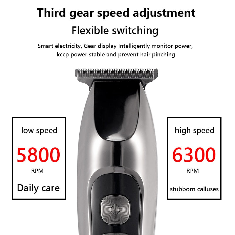 Professional Hair Clipper Men's Barber Beard Trimmer Rechargeable Hair Cutting Machine Ceramic Blade Low Noise Adult Kid Haircut