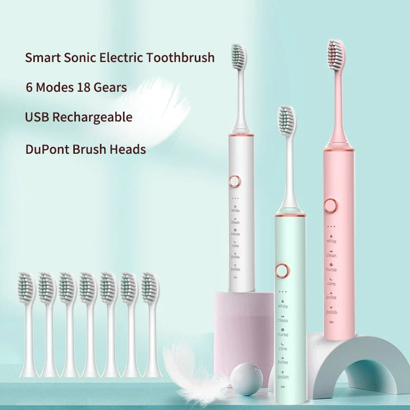 Ultrasonic Electric Toothbrush Rechargeable USB for Adults Sonic Automatic Tooth Brush Whitening Oral Hygiene 4 Replacement Head