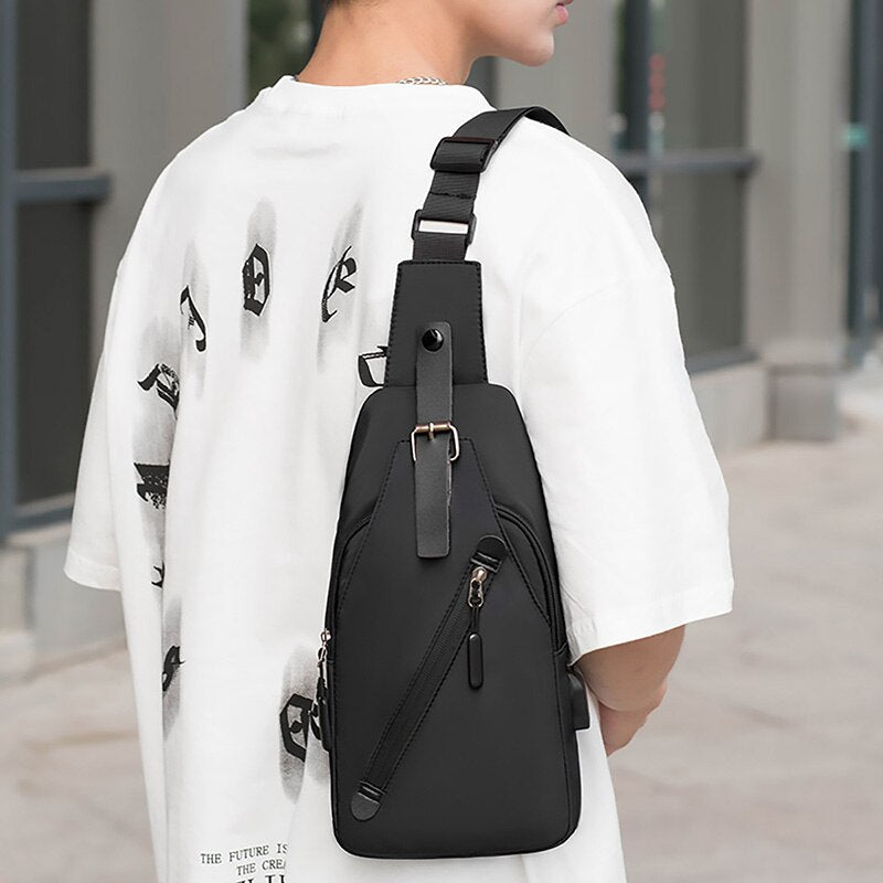 Men's Business Backpacks Crossbody Bags For Men Multi-function Waterproof Bag Male USB Charging Bag Large Capacity Nylon Cloth