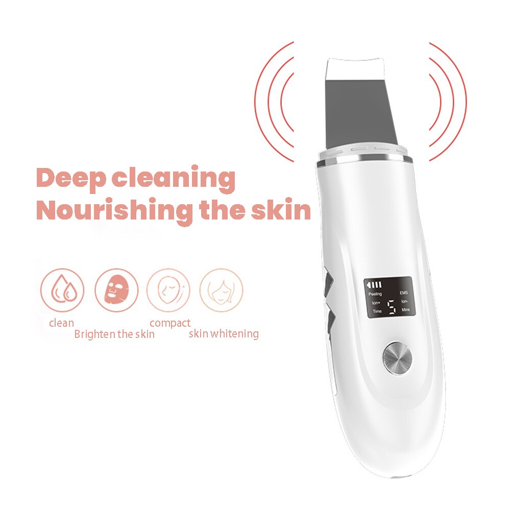 Ultrasonic Skin Scrubber Facial Peeling Blackhead Remover Deep Face Cleaning Pore Spatula Ultrasonic Face Cleaning Skin Scrubber