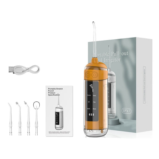 Pull-out Water Dental Flosser Oral Irrigator Rechargeable 180ML Tank Large Screen Portable Water Jet Floss Pick 6speed for Teeth