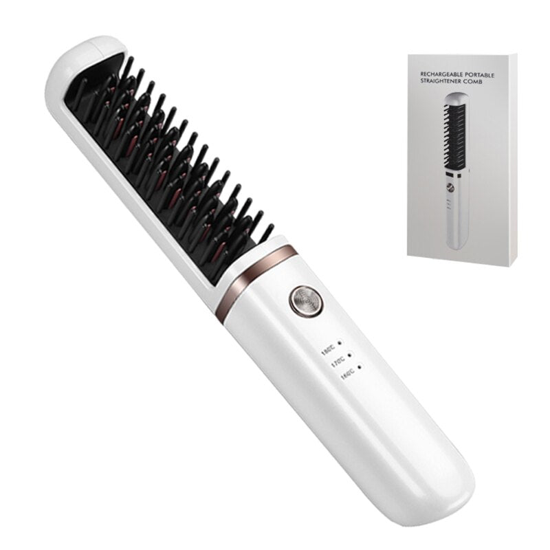 Hot Air Hair Dryer Brush, Multifunction Electric Hair Straightener Brush Negative Ion Fast Heat Curler Comb Styler Tools