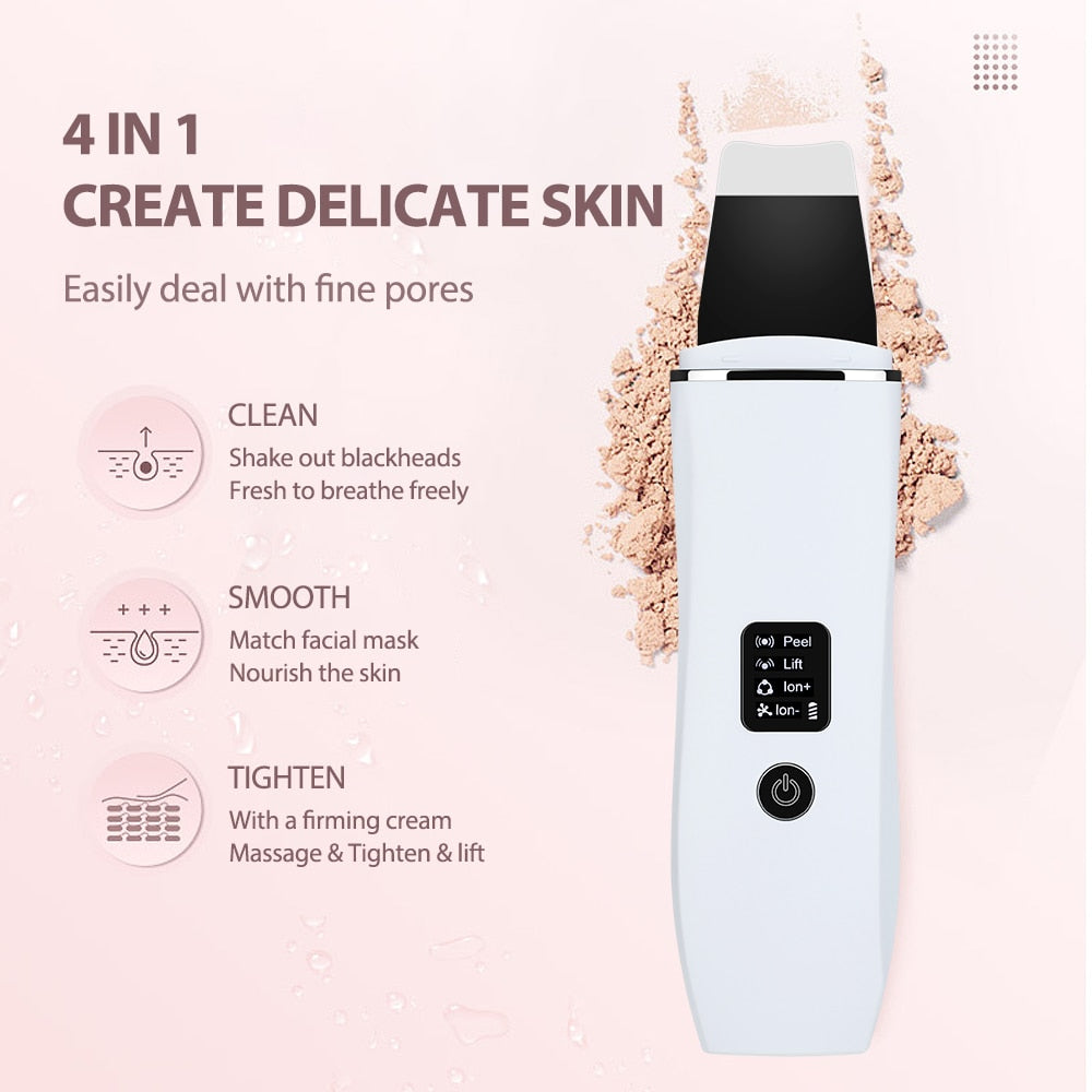 Ultrasonic Peeling Machine LCD Display EMS Positive Negative Ion Blackhead Export Mask Lifting Firming Facial Cleaning Scrubber