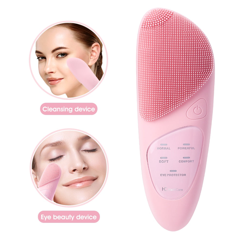 5 In 1 Face Massager Facial Cleanser Face Brush Electric Hot Compress Eye Massager USB Charging Facial Cleaning Brushes