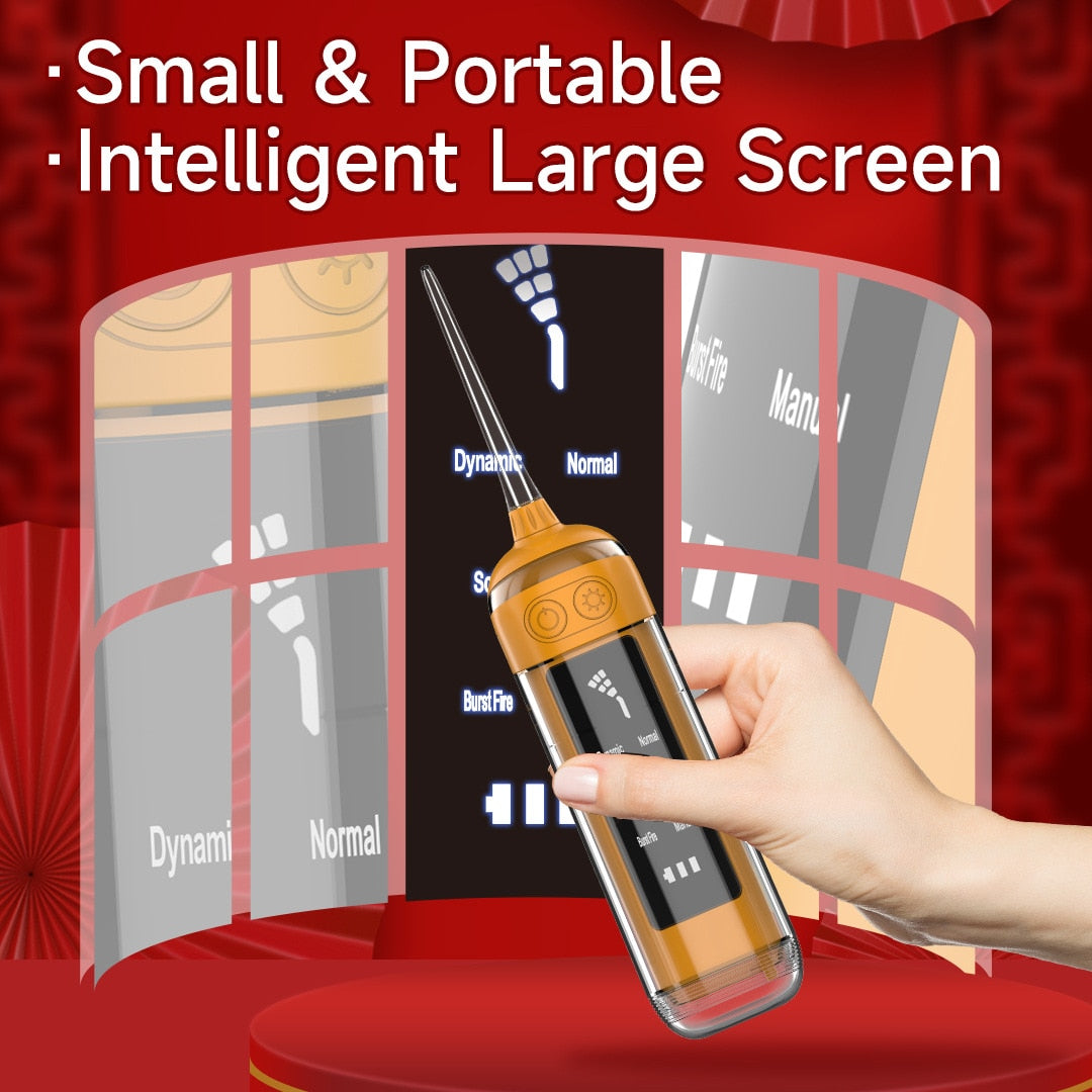 Pull-out Water Dental Flosser Oral Irrigator Rechargeable 180ML Tank Large Screen Portable Water Jet Floss Pick 6speed for Teeth