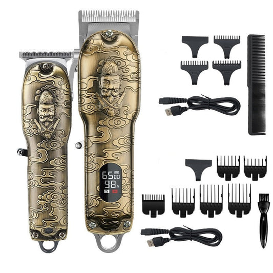 Professional Hair Clipper Set Barber Hair Cutting Machine Electric Hair Trimmer for Men 2 Clippers Embossed Haircutter