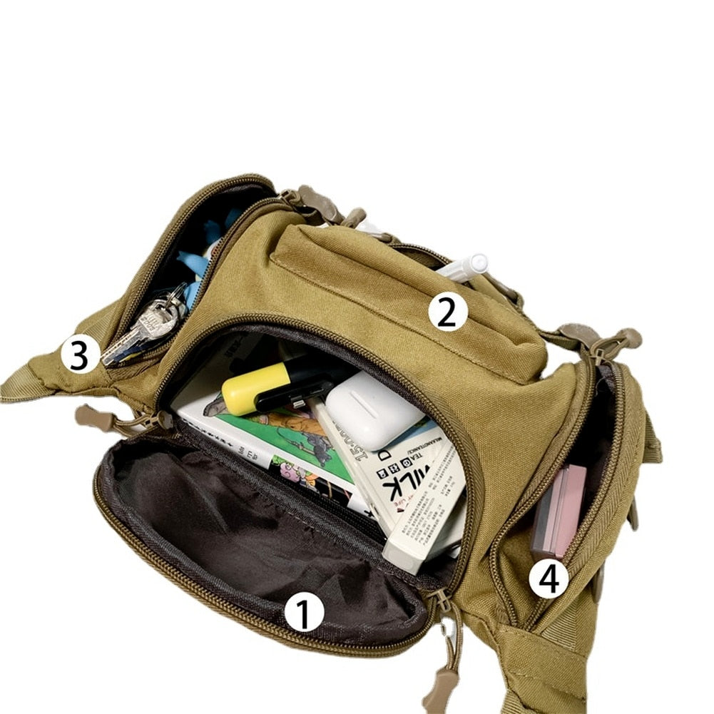 1000D Waterproof Oxford Men's Belt Fanny Pack Shoulder Messenger Bag Tactical Chest Bags