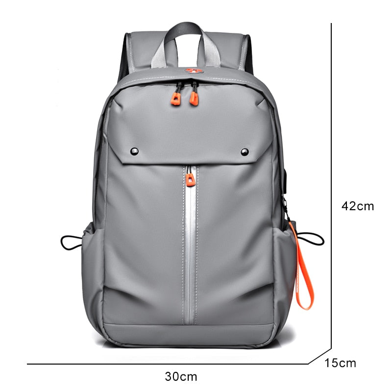 New Men's Backpack USB Charging Bag Waterproof PU Leather Rucksack Male Business Travel Bagpack Reflective Strip Design