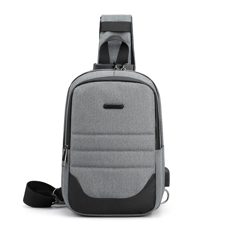 Multi-function Crossbody Bags For Men USB Charging Messenger Chest Bag Anti-theft Combination Lock Rucksack Male Business Casual