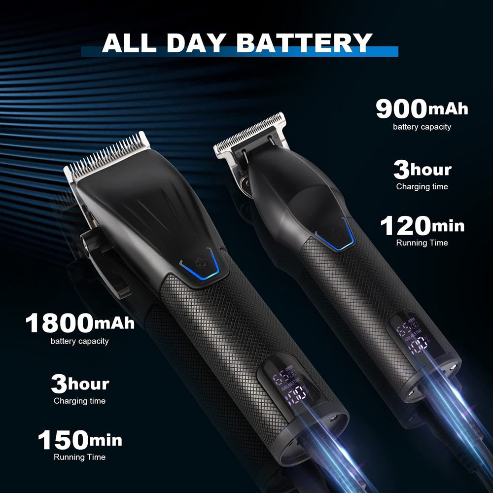 2pcs/Set Professional Hair Clipper for Men Barber Cordless Electric Clipper Trimmer 0mm Baldhead Clippers Hair Cutting Machine