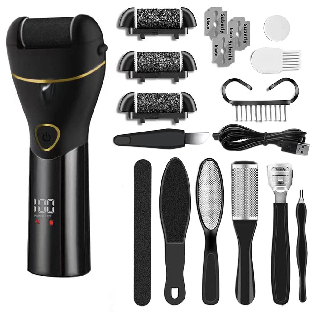 Professional Pedicure Electric Foot File USB Rechargeable Digital Display 2-Speed Grinding Pedicure Tool For Heel Callus Remover