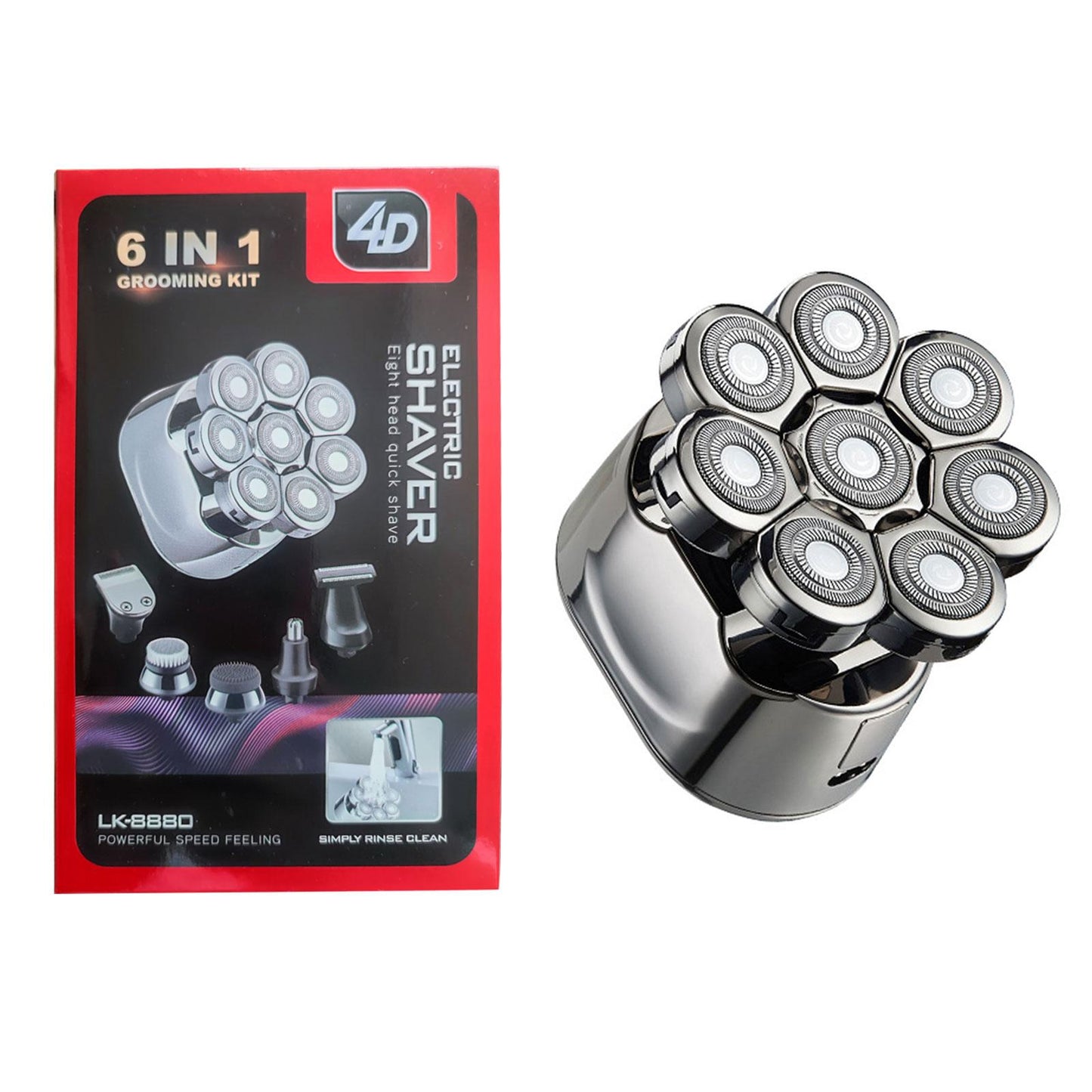 8 Heads Electric Shaver 8d Men Rechargeable Rotary Beard Waterproof Wet Dry Portable Mini Shaving Machine for Bald