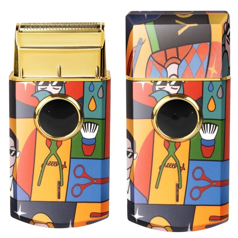 Titanium Double Foil Shaver Professional Barber Finishing Tool Reciprocating Random Graffiti Pattern Electric Men Razor