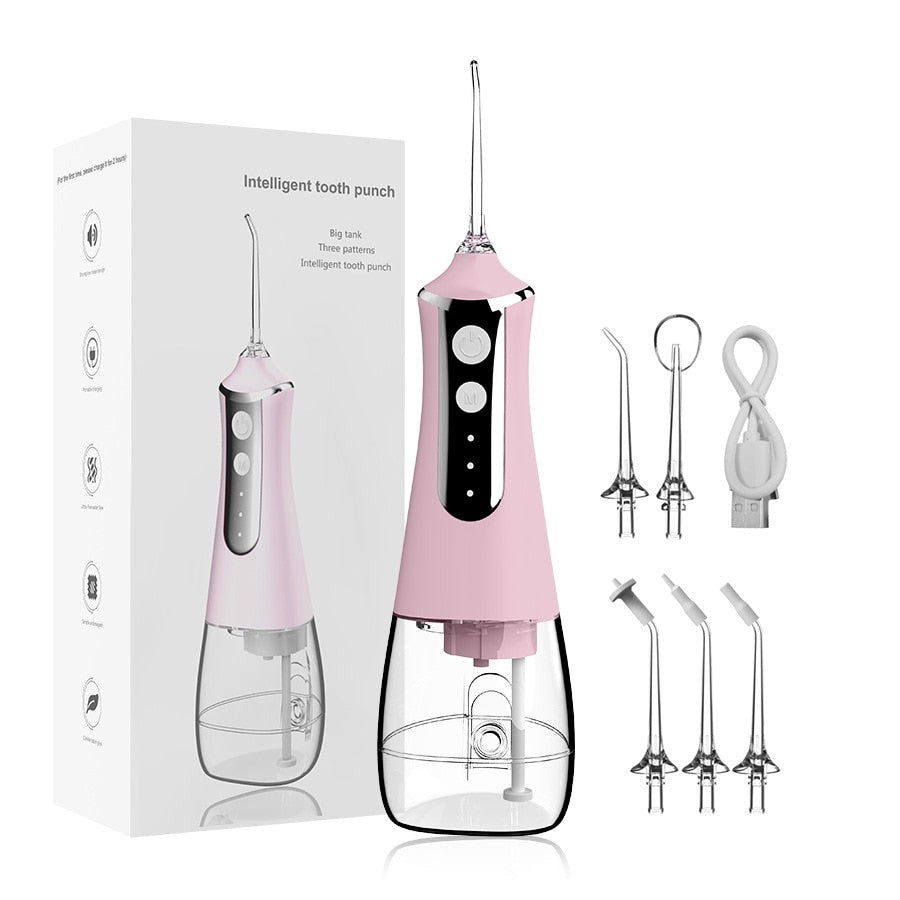 Portable Oral Irrigator Dental Water Flosser Rechargeable Dental Water Jet Pick 3 Modes 300ML Tank Waterproof for Cleaning Teeth