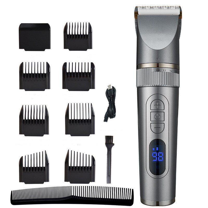 Hair Clipper Professional Electric Trimmer for Men with LED Screen Washable Rechargeable Shaving Hair Trimmer Beard Trimmer