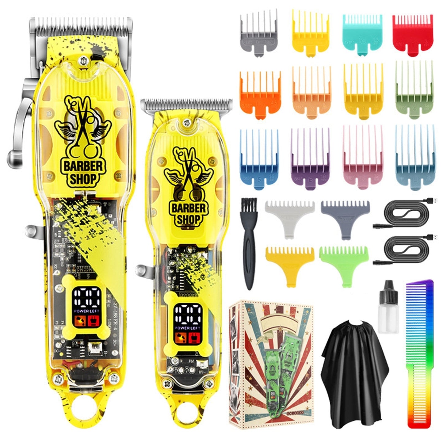 New Electric Hair Clippers Cordless Hair Trimmer Haircut Kit 16 Guide Combs Hair Trimming Styling Grooming Kit Barber Tool