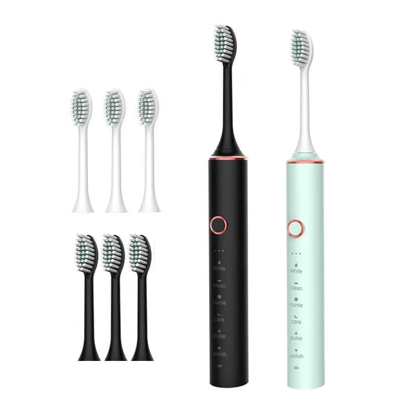 Ultrasonic Sonic Electric Toothbrush for Adults USB Rechargeable Waterproof Electric Teeth Tooth Brushes with 8 Replacement Heads