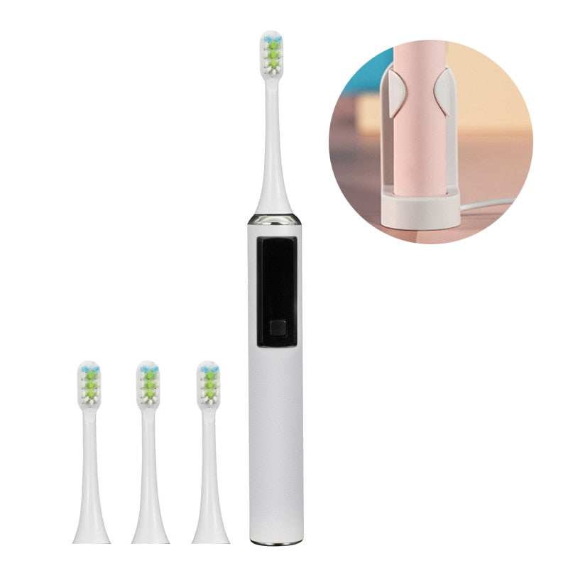 Ultrasonic Electric Toothbrush 5 Modes USB Rechargeable Adult Tooth Brushes Sonic Vibrating Deep Cleaning 3pcs Replacement Heads
