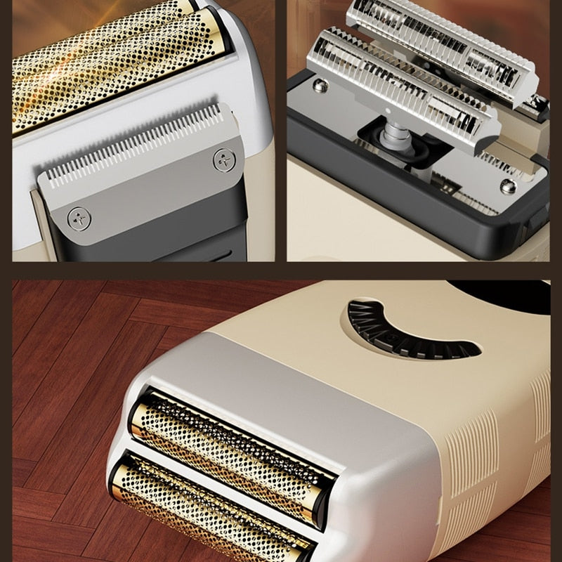 Rechargeable Hair & Beard Electric Shaver for Men Wet Dry Facial Electric Razor Foil Bald Head Shaving Machine for Men