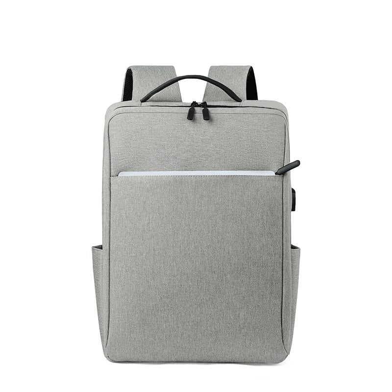 Simple Business Style Men's Backpacks For 15.6 Inches Laptop Portable Backpack With USB Charging Gray Multifunctional Male Bag