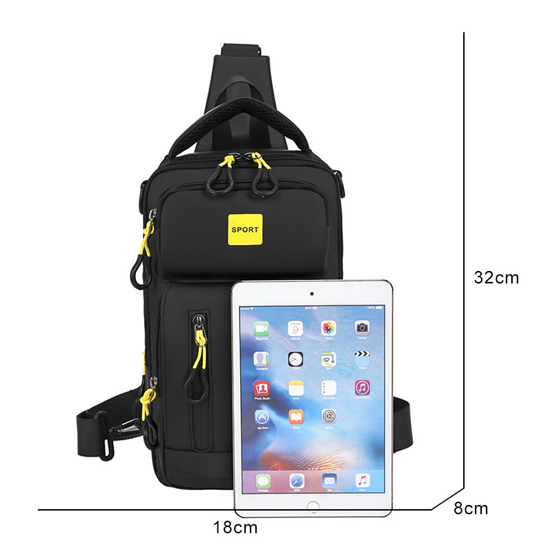 Sling Bag For Men Multi-function Crossbody Bags For Men Waterproof Bag Male USB Charging Large Capacity Nylon Cloth Chest Bag