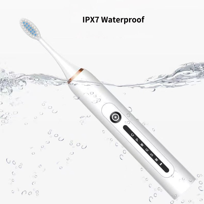 Ultrasonic Sonic Electric Toothbrush USB Charger Smart Teeth Tooth Brush for Adults Whitening IPX7 Waterproof Travel Box Holder