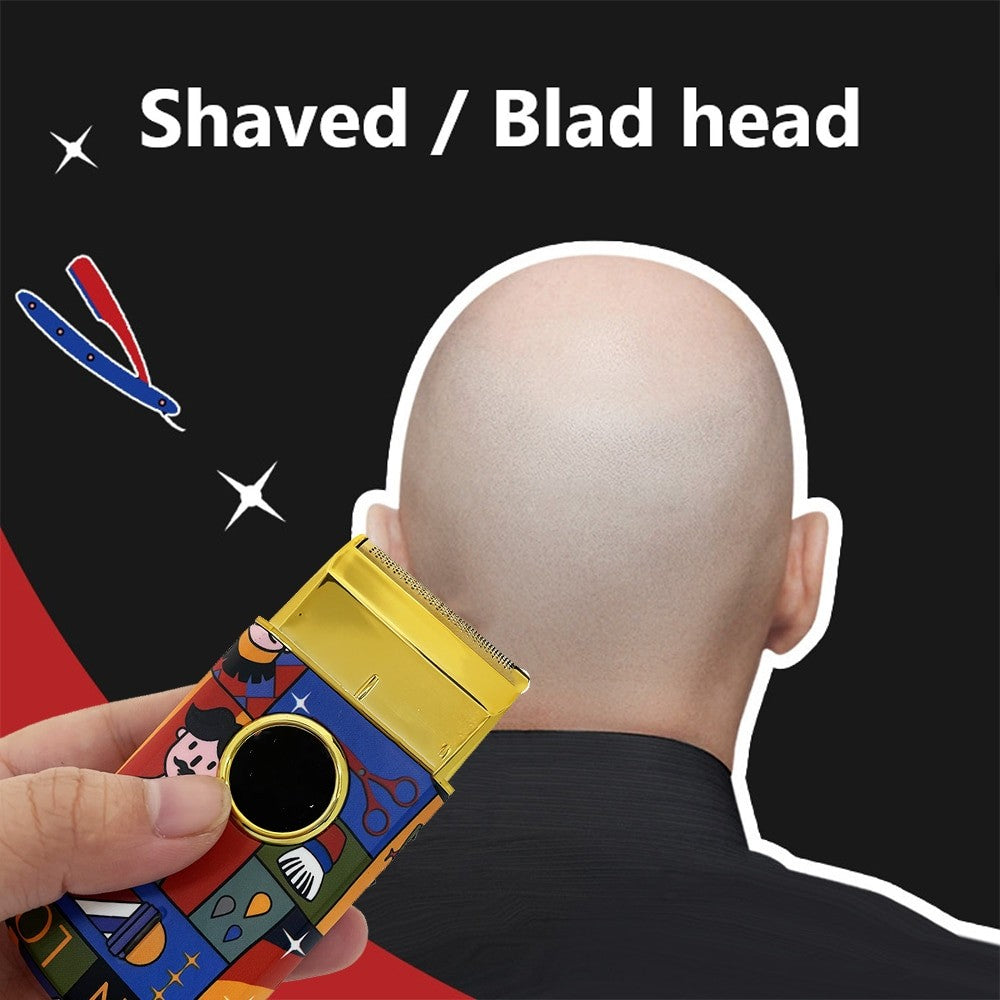 Titanium Double Foil Shaver Professional Barber Finishing Tool Reciprocating Random Graffiti Pattern Electric Men Razor