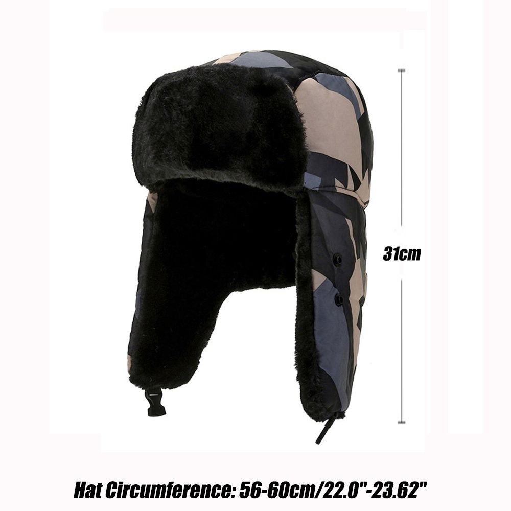 Men Trapper Hat Ski Cap Ushanka Russian Cossack Faux Fur Earflap Warm Winter Camouflage Bomber Hats Women Earflap Bonnet