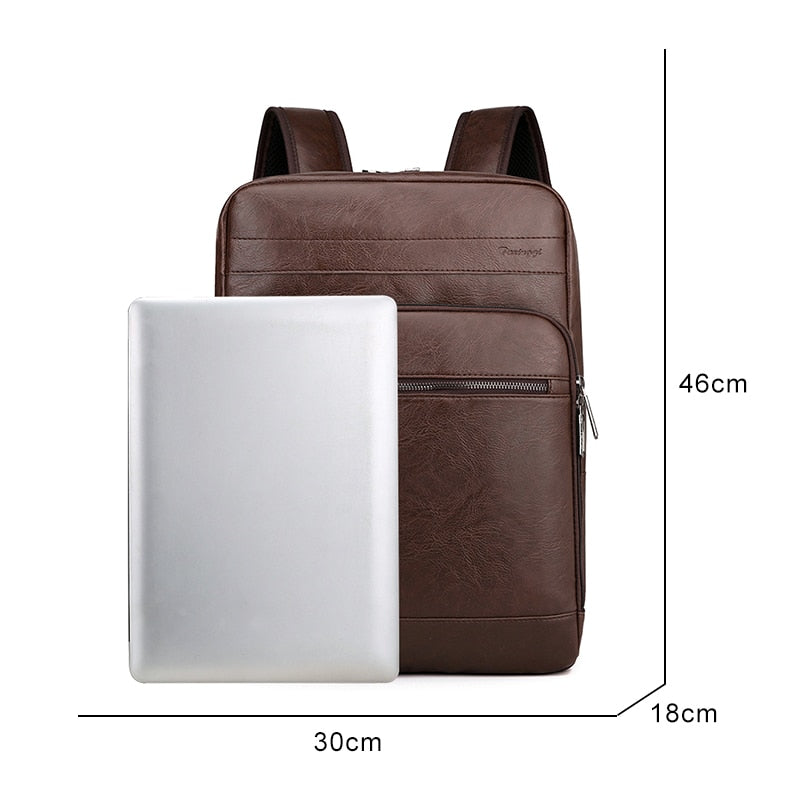 Multifunctional Backpack For Men High-quality PU Leather Laptop Backbag Luxury Waterproof Portable Travel Bag For Male