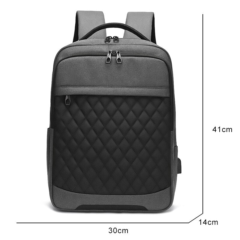 Business Backpack For Men Rhombus Design High-quality Nylon Multifunctional Laptop Backbag Luxury Waterproof Portable Travel Bag
