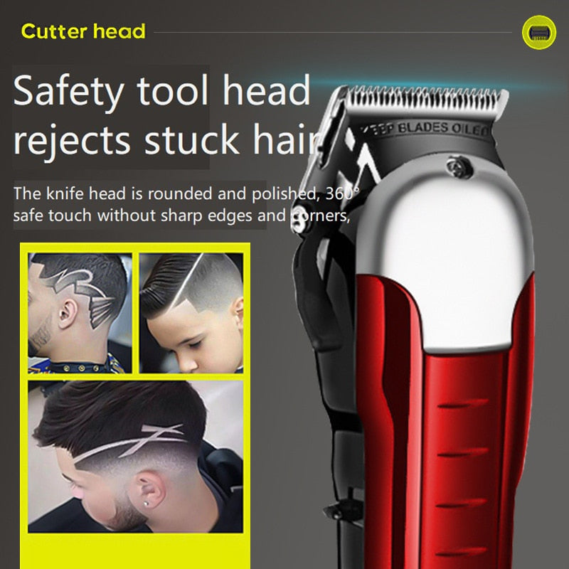 Professional Cordless Hair Clipper Rechargeable Electric Men Trimmer Barber Powerful Fade Hair Cutting Machine Cutter