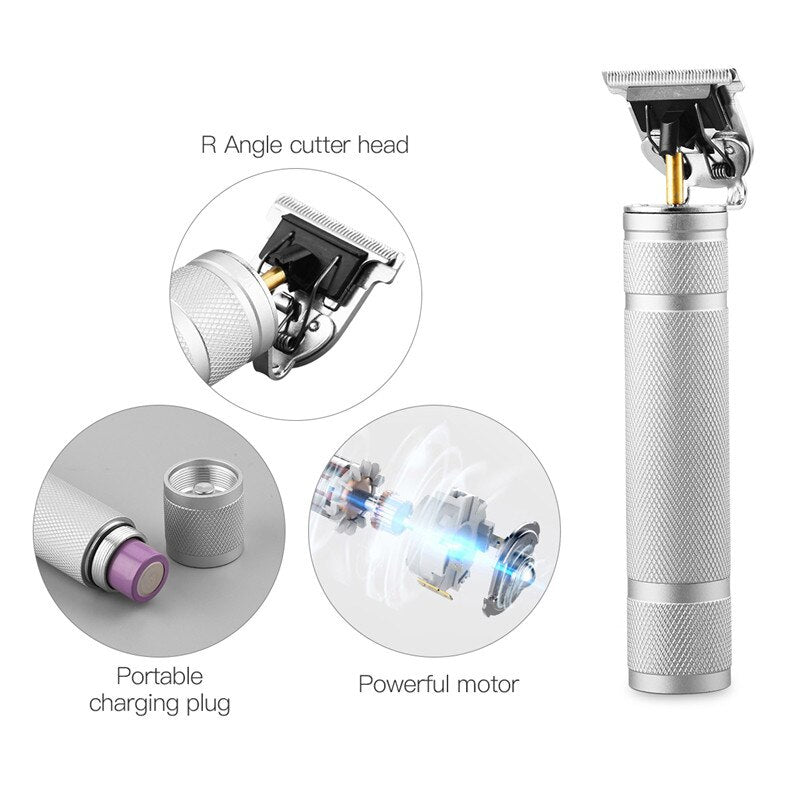 Electric Hair Trimmer T Blade 0mm Men's Cordless Hair Clipper Fast Cutting Rechargeable Quick Hair Removal Shaving Machine