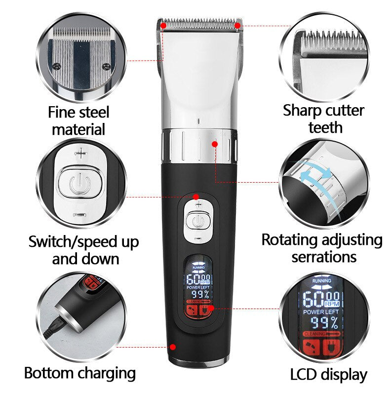 Adjustable 5-speed Hair Clipper Electric Beard Hair Trimmer for Men Rechargeable Hair Cutting Machine Barber/family