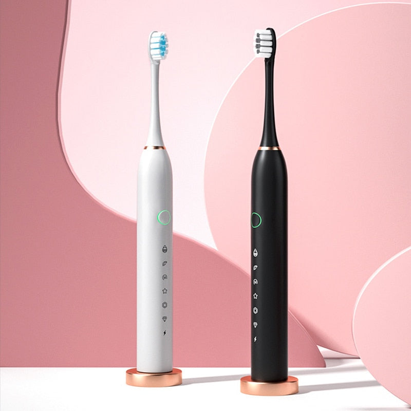 Smart Electric Sonic Toothbrush Rechargeable USB Electronic Teeth Brush IPX7 Waterproof Tooth Whitening Clean 4 Replacement Head
